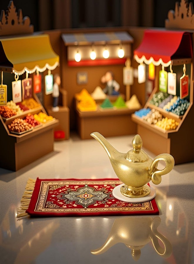Fansoftiks مصباح علاء الدين المصغر الذهبي بمقياس 1/12، إكسسوارات تزيين، مصباح علاء الدين، إكسسوارات بيت الدمى، ديكور بيت الدمى - Image 5